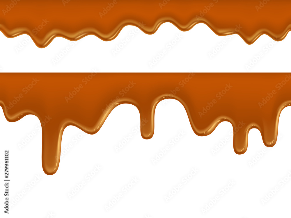 seamless flowing caramel texture on white background