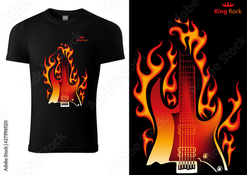 Black T-shirt with Motif of...