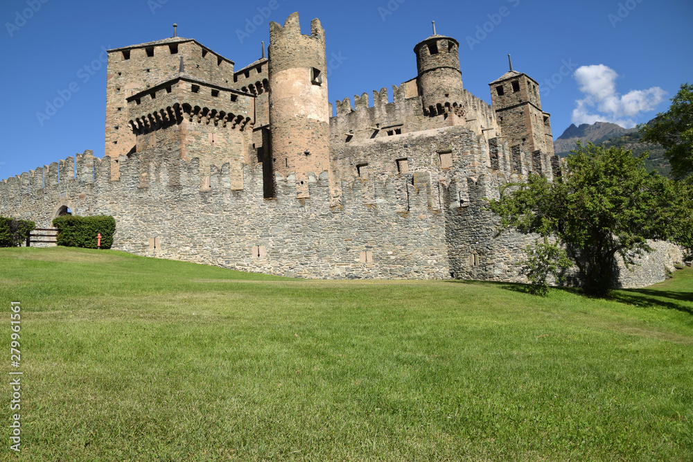 Aosta Valley Castles - Exterior of the Fenis Castle - Italy