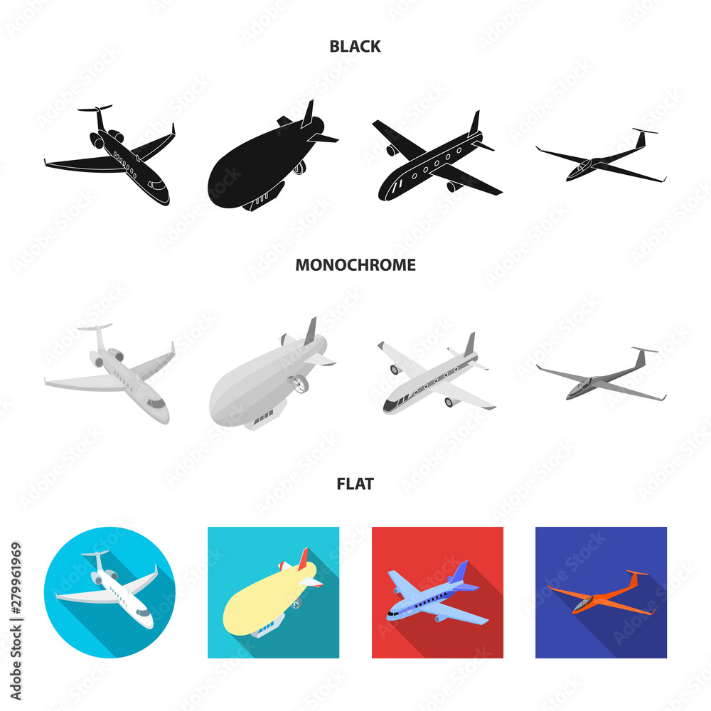 Vector design of transport and object symbol. Set of transport and gliding vector icon for stock.
