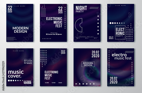 Electronic Sound Party Poster, Abstract Wave Distorted Lines