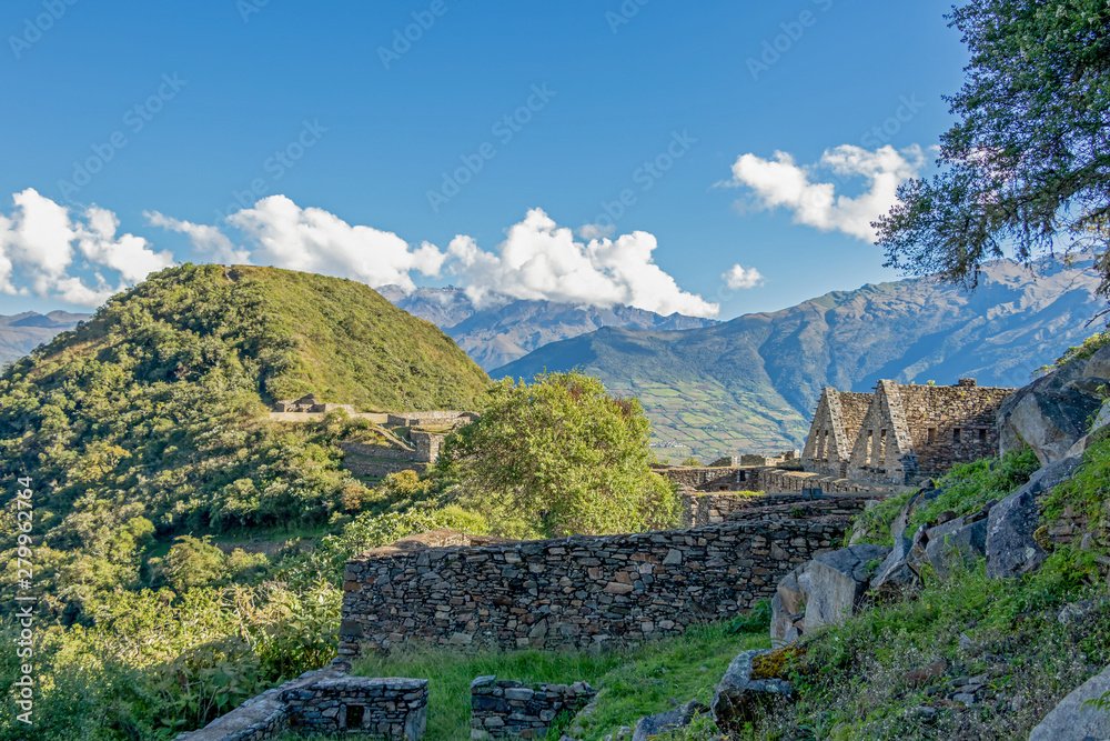 The ruins of the ancient Inca city of Choquequirao, alternative to Machu Picchu, Peru
