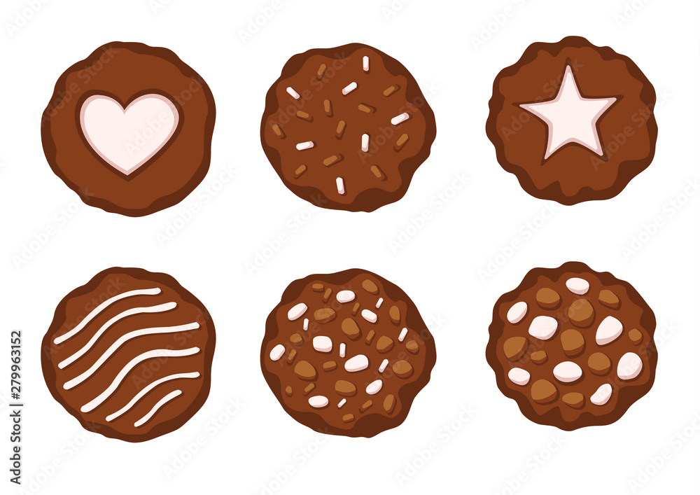 Chocolate Baked Cookies on white background illustration vector Chocolate Baked Cookies on white background illustration vector