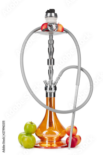 Hookah with fruits isolated on white background