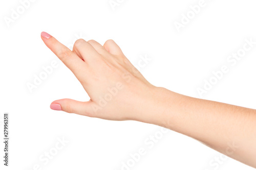 Female hand gesture isolated on white background