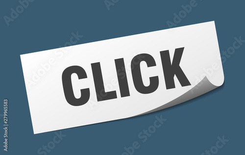 click sticker. click square isolated sign. click