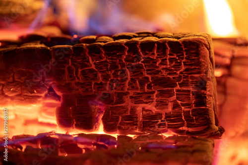 Billede på lærred ember burning wood smoldering wood smoldering log