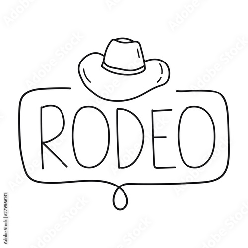 Rodeo. Vector hand drawn badge illustration on white background.