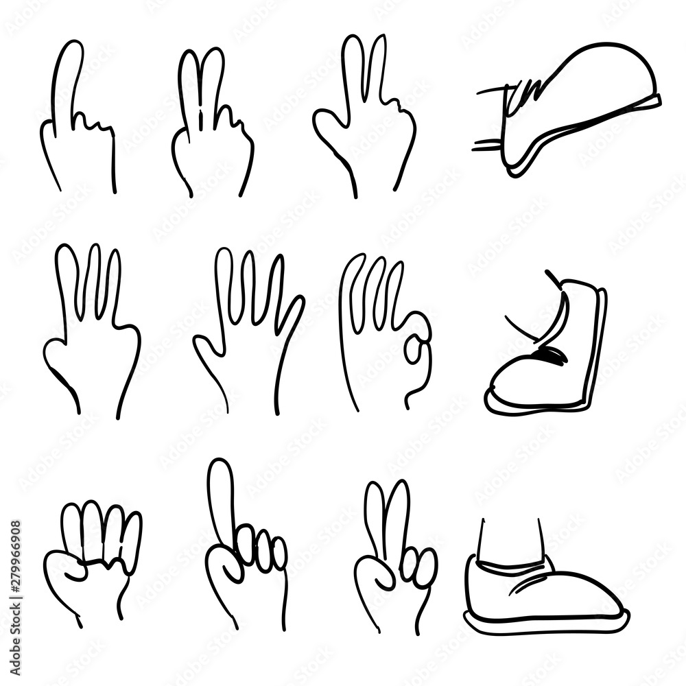 Fototapeta premium hand drawn Cartoon legs and hands doodle style