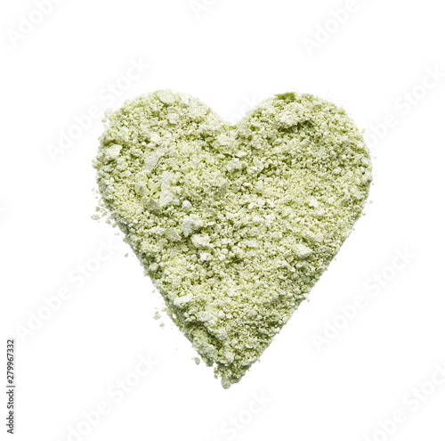 Light green eyeshadow or make up face powder isolated on white background.