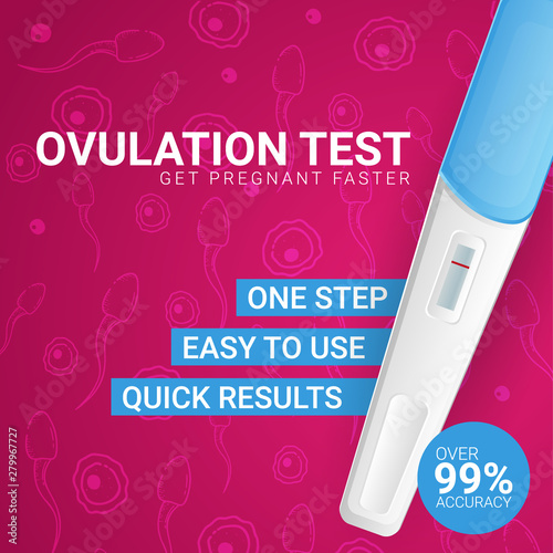Ovulation Test. Planning Pregnancy banner with ovulation or pregnancy test. Female reproductive, fertility or hormone health concept.
