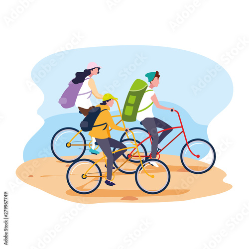 men and woman riding bike