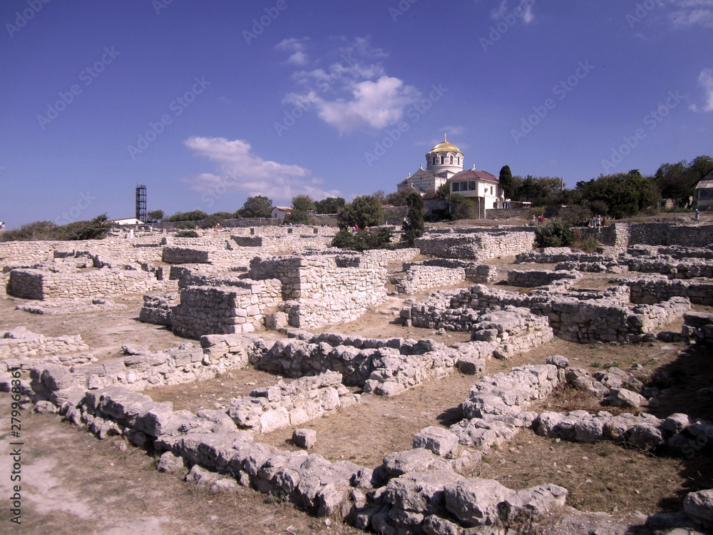 ancient ruins and church
