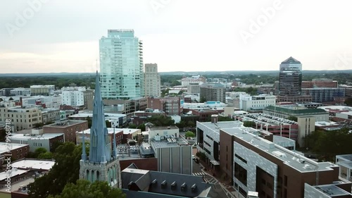 Aerial Pullout Durham North Carolina Skyline photo