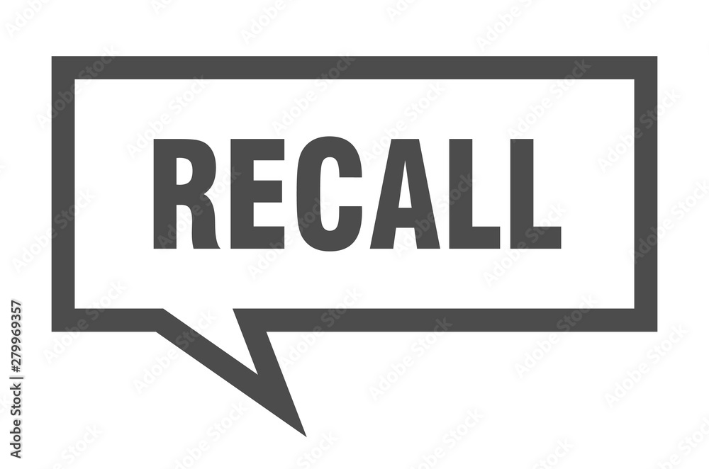 recall sign. recall square speech bubble. recall recall sign. recall square speech bubble. recall