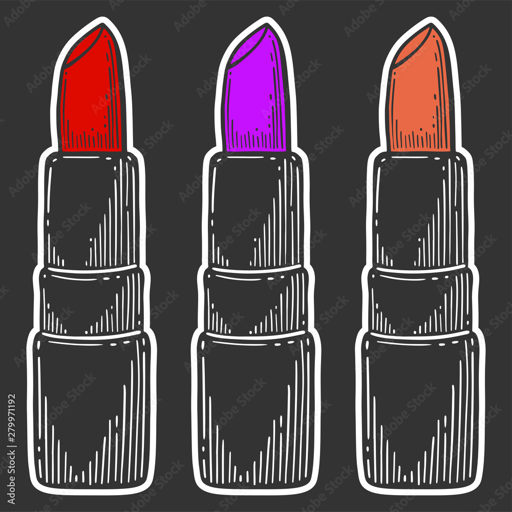 Lip balm, pomade. Vector in doodle and sketch style. Lip balm, pomade. Vector in doodle and sketch style.