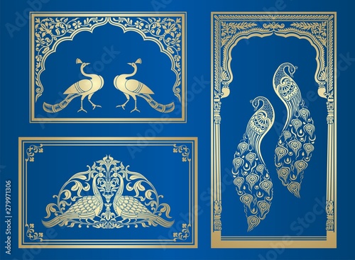 Wallpaper Mural peacock motif designs, textile , Rajasthan, royal India	 Torontodigital.ca
