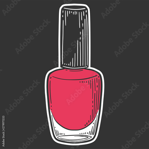 Nail polish. Vector in doodle and sketch style.