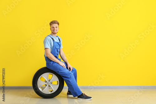 Young male mechanic with ca...