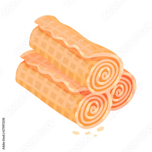 Stack of wafer tubes. Vector illustration on white background.