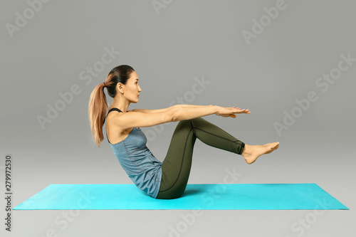 Sporty Asian woman training...
