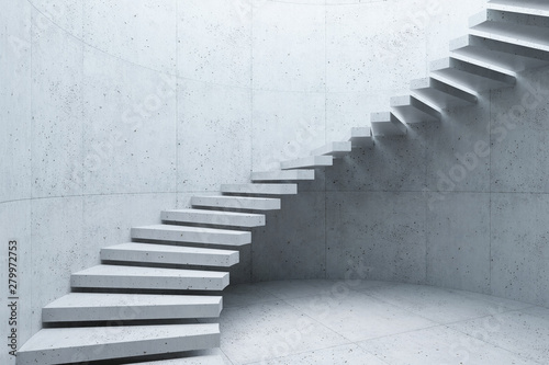 modern staircase in concrete interior, 3d rendering