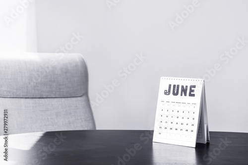 Flip calendar on table in o...