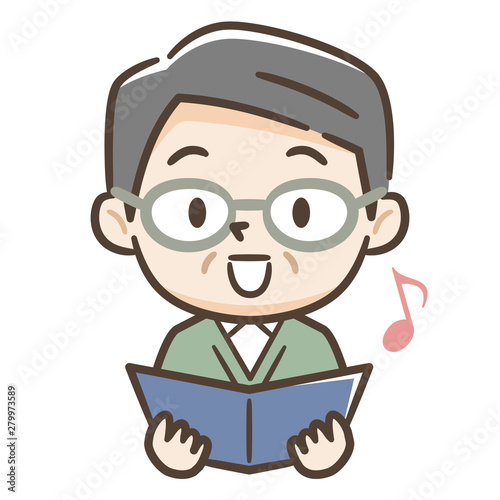 歌うシニア男性