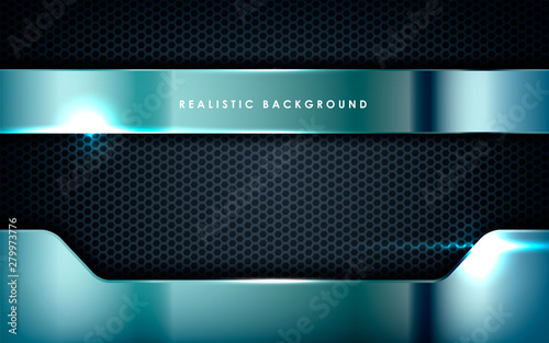 Silver abstract dimension on black texture background. Realistic overlap layers texture with lights element decoration.