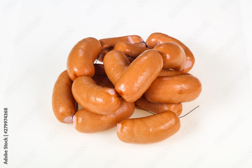 Tasty meat sausages over white background Tasty meat sausages over white background