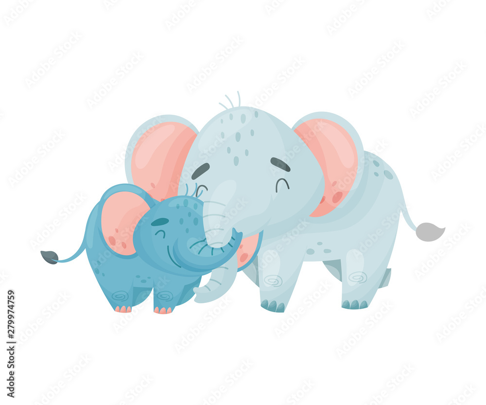 Fototapeta premium Two elephants. Vector illustration on white background.