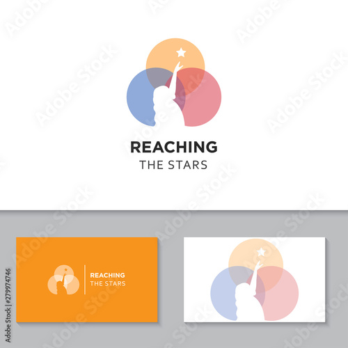 children reaching star logo and icon vector illustration design template © amindachoirun