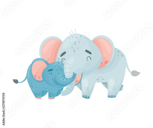 Two elephants. Vector illustration on white background.