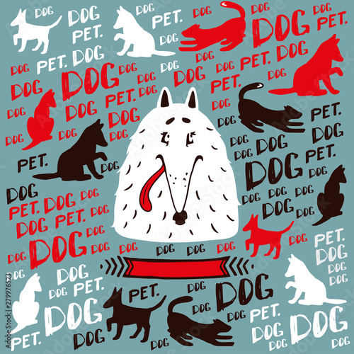 Pleased dog muzzle with tongue hanging out