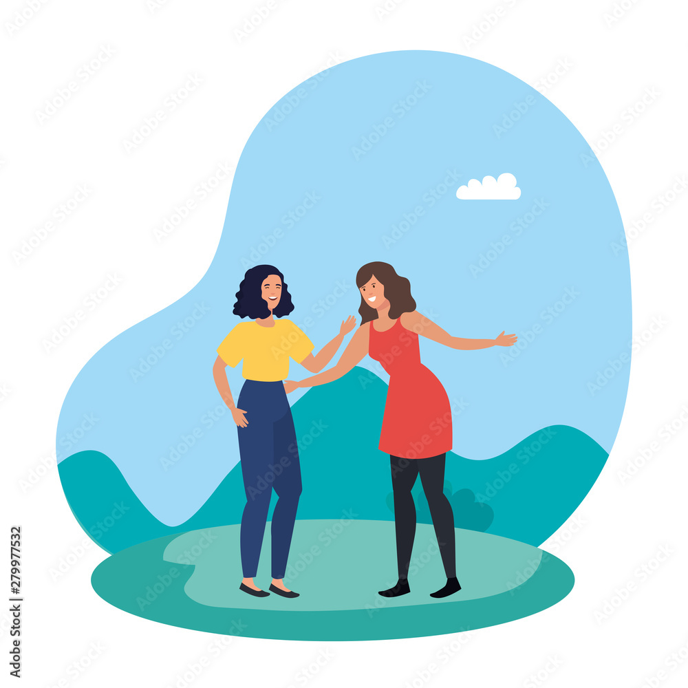 young girls friends in the landscape young girls friends in the landscape