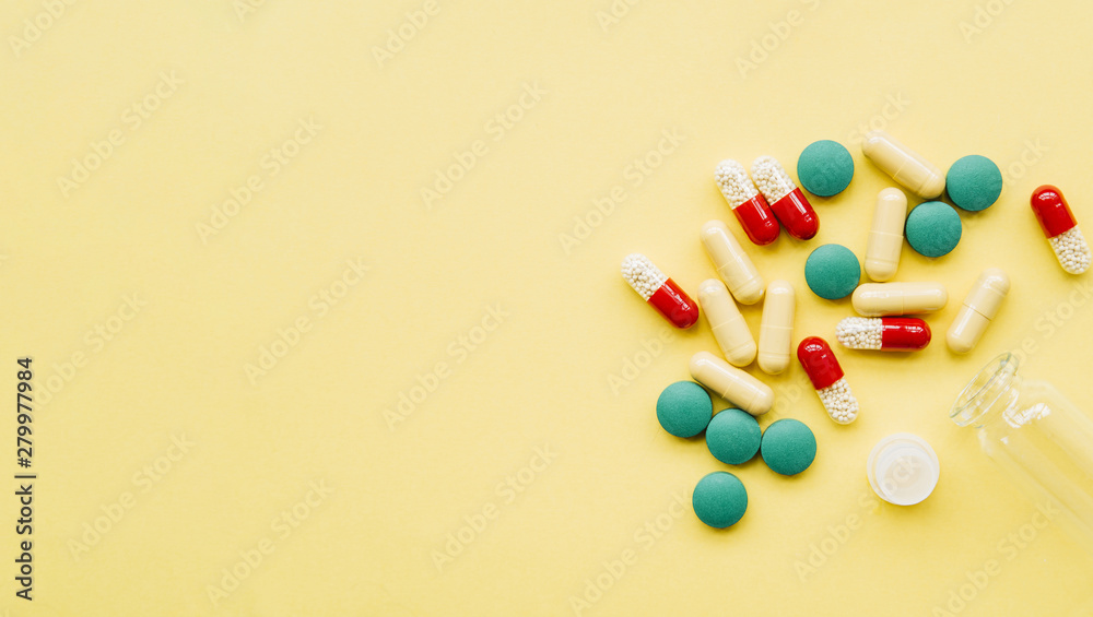 Top view group of pills Top view group of pills