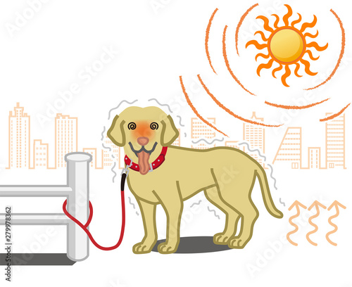 熱中症に苦しむ大型犬 - 屋外