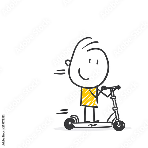 Strichfiguren / Strichmännchen: E-Scooter, E-Roller, Tretroller. (Nr. 430)