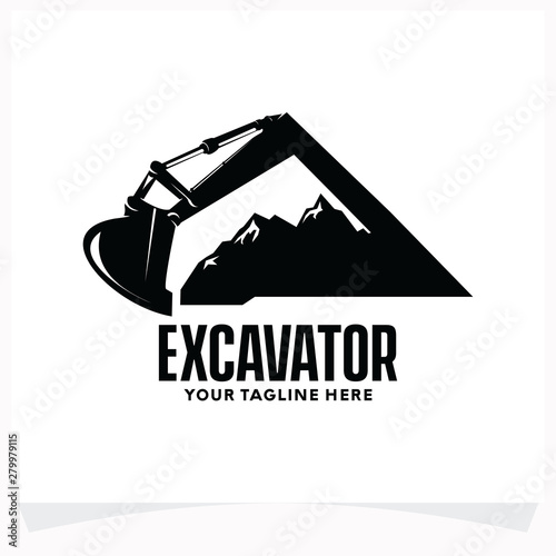 Excavator Construction Logo Design Template