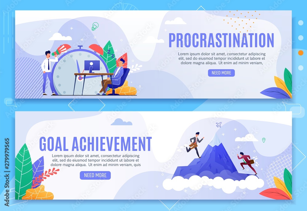 Procrastination and Goal Achievement Banner Set