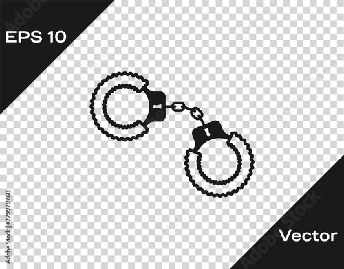 Grey Sexy fluffy handcuffs icon isolated on transparent backgrou