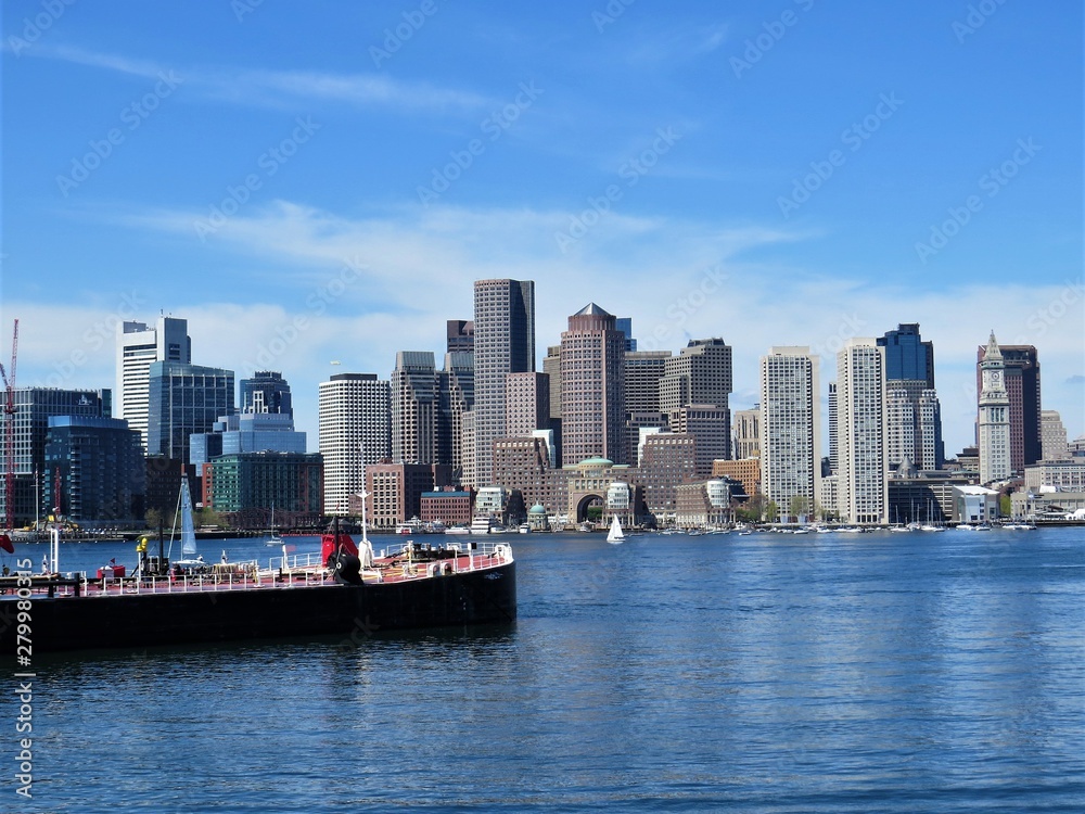 A view of downtown Boston, MA from the Boston Harbor