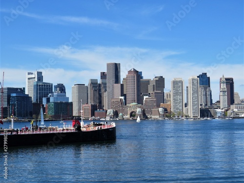 A view of downtown Boston, MA from the Boston Harbor