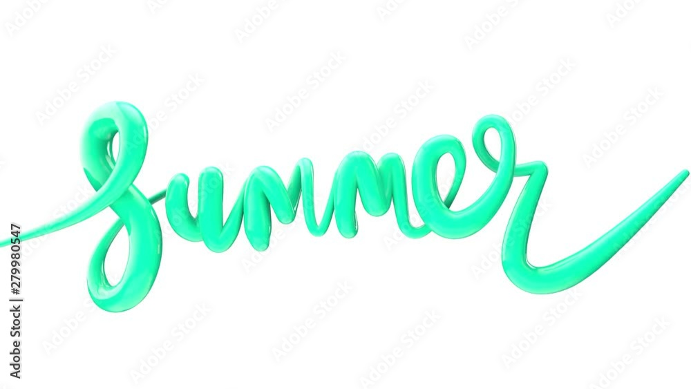 Summer bright bubble script typography inflating word background 3D Render Summer bright bubble script typography inflating word background 3D Render