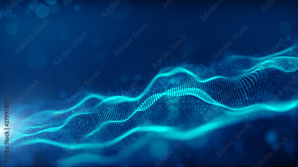 Blue color digital particles wave flow cyberspace abstract technology background concept Blue color digital particles wave flow cyberspace abstract technology background concept