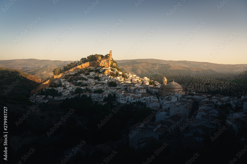 Aerial view of Montefrio city at sunrise - Montefrio, Granada Province, Andalusia, Spain