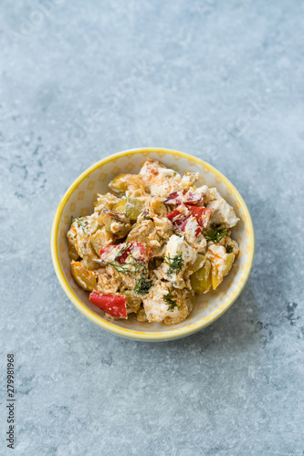 Turkish Appetizer Zucchini Salad Baba Ganoush with Yogurt, Dill and Tomatoes. photo