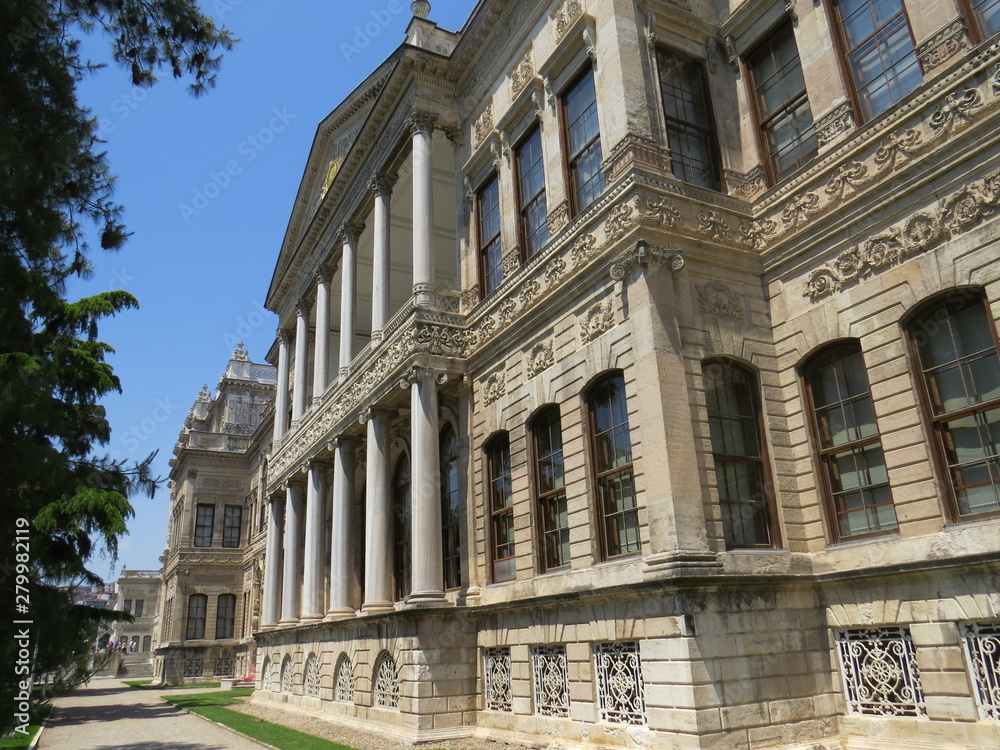 A view of Dolmabahce Palace in Istanbul, Turkey A view of Dolmabahce Palace in Istanbul, Turkey