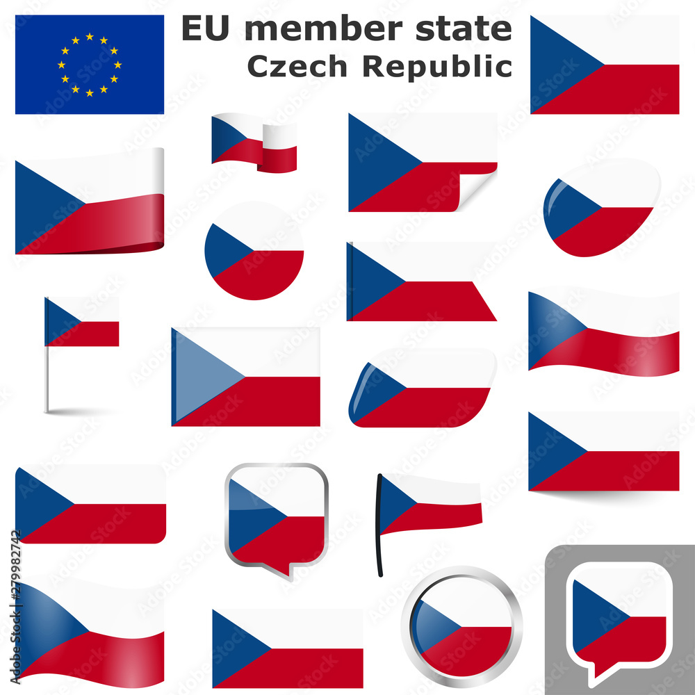 flags with country colors of Czech Republic