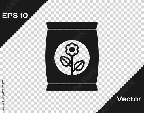 Grey Fertilizer bag icon isolated on transparent background. Ve